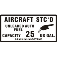 Aircraft STC'D Unleaded Auto decals