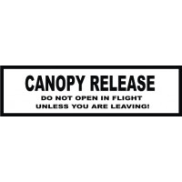 Canopy Release Aircraft Placards decal