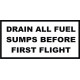 Drain Sumps Aircraft Fuel Drain Indicator Placards  