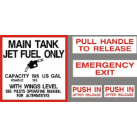 Main Tank Jet Fuel Only Aircraft Extra Placard Logo Vinyl Graphics 