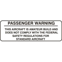 Passenger Warning Aircraft Placard Decals