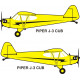 Piper J-3 Cub Airplane Aircraft Logo 