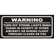 Strobe Warning Aircraft Placards Decals