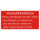 Warning Aircraft Placard Decal  