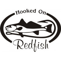 HOOKED On Redfish Boat Decal