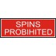 Spins Prohibited Aircraft Placard